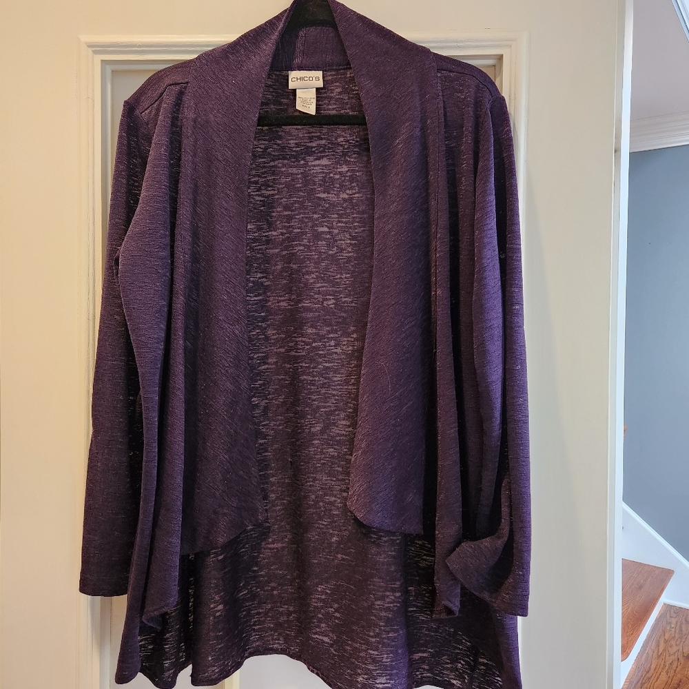 Chico's Purple Open-Front Cardigan